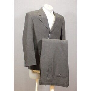 Versioni 2  Piece Suit Mens Black Striped 3 Btn Polyester 40R Pleated 33 W NWT